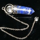 54 Mm Natural Lapis Crystal Beaded Bullet Dowsing Pendulum With Chain 