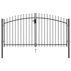 Vidaxl Woerden Double Door Fence Gate Black Powder Coated Steel 117 9 x78 5 