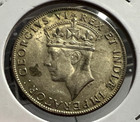 1942-h East Africa Lion Silver Shilling Near Uncirculated