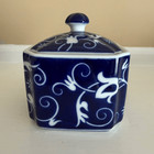 Bombay Company Blue   White Lidded Container   Small Square Decorative Ceramic J
