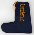Lucchese Rare Navy Blue   Gold Knit Dust Cover Single Boot Sock Protective Vtg