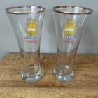  rare  Veltins Pilsner Gold Rim Beer Glass - Antique Vtg  Lot Of 2 Displayed