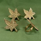 Set Of 4 Vtg Brass Maple Leaf Napkin Rings Cloth Napkin Holders