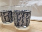 Wedgwood Blue Glass Ice Bucket  Glasses Vtg Mcm