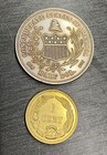 Confederate Gold Penny Coin And Half Dollar Restrike Lot Of 2