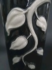 Vtg Royal Copley Leaf And Vine Black   White 3d Oval Shaped Ceramic Vase Htf 