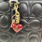 Coach Heart Bag Charm In Gold true Pink Key Chain Key Ring Cu261 Very Rare Nwt