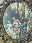 Vintage Italian Brass Filigree Oval Picture Frame Rococo Hollywood Regency Italy