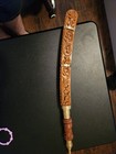Vintage Aranrik Thai Dha Sword Hand Carved Wood Scabbard With Engraved Blade