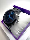 Movado Trend Impulse 3601067 Blue Chronograph Dial Black Leather  Mens Watch