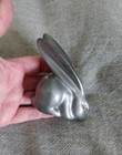 Vintage Pewter Rabbit With Brass Eyes 3    Tall Figurine Hood Ornament Gear Shift 