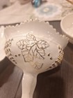 Mid Century York Ceramics White Gold Raised Grape Platter Teacups Creamer 8 Pcs