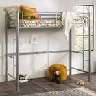 Silver Metal Twin Over Loft Bunk Bed Twin Size Bedframe With Ladder Best Quality