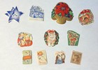 Estate Vtg Box 17 Old Unused Christmas Stickers Seals   32 Stamp  many Decades 