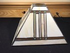 Arts Crafts Mission Craftsman Style Lamp Shade 10 3 4  Square Pyramid Slag Glass