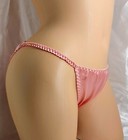 Coral Satin String Bikini Panties