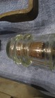 Hemingray 17 Glass Insulator Clear With Two Metal Hangers With Wooden Spindle