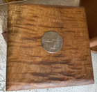 Vintage Mcm Set Of  4 Wooden Coasters W oregon 2005 Quarter Inserts