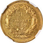 1854-o Indian Princess Gold  3 Ngc Au55 Key Date Nice Eye Appeal Strong Strike