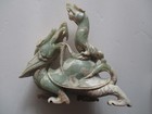 Chinese Turtle   Snake Green Jade Statue Heavy 6lbs  9  Tall Rustic Carved