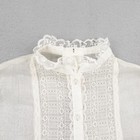 Vintage Gunne Sax Shirt Women 7 White Victorian Lace Sheer Ruffle Blouse Top 70s