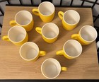 Vintage Corning Yellow Gold Butterscotch Milk Glass Coffee Cup Mug - Set Of 9