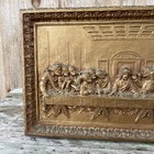 Vintage Circa The Last Supper Copper Color Wall Plaque Plaster 3d Jesus Christ