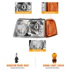 For 2001-2011 Ford Ranger Chrome Housing Headlights Amber Corner Signal Lamps
