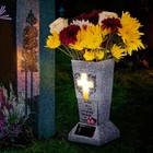 Solar Cemetery Grave Vase With Led For Fresh Artificial Flowers Headstones