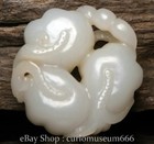 2  Old Chinese Natural Hetian Jade Carved Lotus Seedpod Yubi Pendant Amulet