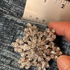 Clear Rhinestone Flower Cluster Brooch Pin Silver Marquise Round 2in