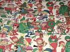 Vtg Christmas Wrapping Paper Gift Wrap 1960 Santa Workshop Elves Nos 20  X 30 