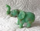 Vtg Elephant Figurine Jade  Green Statue Sculpture Carved Semi Precious Gemstone