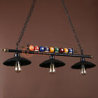 Metal Ball Design Pool Table Light Billiard Lamp With 3 Metal Shades Black