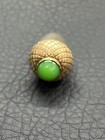 Antique Sterling Silver Engraved Thimble Case Acorn With Jade Stone