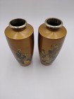 Vintage 8 1 2 Pair Gilt Bronze Japanese Vases With Immortal Figures 