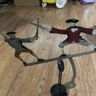 Vtg   Antique Metal Revolutionary Soilders W  Swords On Pendulum Base 20x14   