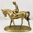 Vintage Solid Brass Jockey On Horse Figure Mid Century Modern Mcm   6  X 6 
