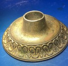Rare Pair Of Arts And Crafts Round Brass Candle Holders 