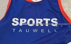Tauwell Men s Wrestling Singlet Fitness Bodysuit Size Large Blue white   Orange