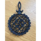 Wilton Trivet Lot 3 Piece Black Cast Iron Good Eagle Broom Round Scroll