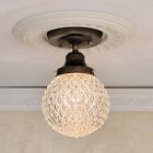693am Antique vtg 20s 30s Glass Ceiling Light Fixture Globe Hall  Porch