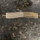 Beautiful Rhinestone Necklace Earrings And Bracelet Set Gold Tone