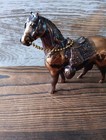 Vintage   2 cast Metal Horse Statue Bronze Copper Finish 4 5  