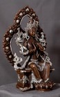 Tibetan Buddhism Lord Maitreya Buddha Silver Oxide Copper Statue Sculpture Nepal
