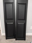 14 75 In  X 55 In  Raised Panel Vinyl Exterior Shutters Pair In Black
