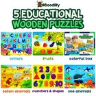 5 Pack Wooden Puzzles For Toddlers 1-3 - Colorful Chunky Wooden Peg Puzzles -   