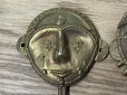 Lot Of 3 Vtg Africa Ghana Akan Asante Ashanti Brass Key Ring Hook Masks