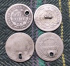 Lot Of 4 Seated Liberty Silver Half Dimes  Usa 1 2-cents  Culls  1839  1853   