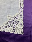 Antique Needle Bobbin Lace Wedding Handkerchief Victorian Edwardian Floral